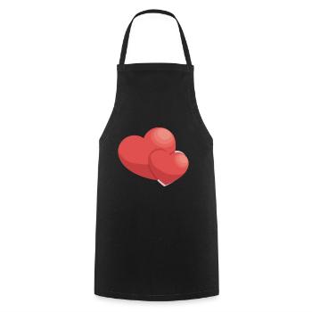 Coeur romantique - Tablier de cuisine - noir - Devant - AI Model Male 185 dark (185cm)