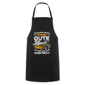 Musique de saxophone - Tablier de cuisine - noir - Devant - AI Model Male 185 dark (185cm)