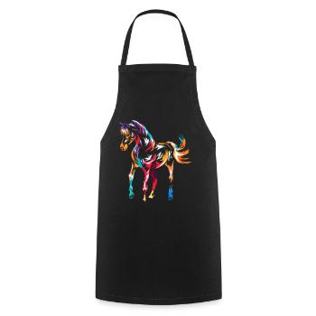 Cheval arabe - Tablier de cuisine - noir - Devant - AI Model Male 185 dark (185cm)