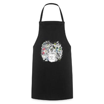 crinière de lion extraordinairement décorée de fleurs - Tablier de cuisine - noir - Devant - AI Model Male 185 dark (185cm)