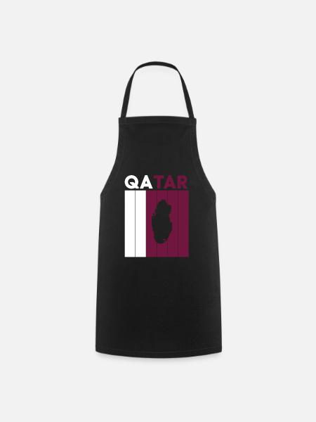 Drapeau et frontière du Qatar - Tablier de cuisine - noir