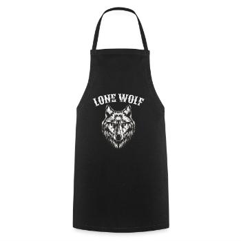 Lone Wolf Vollmond Biker Männer Geschenk - Kochschürze - Schwarz - Vorne - AI Model Male 185 dark (185cm)