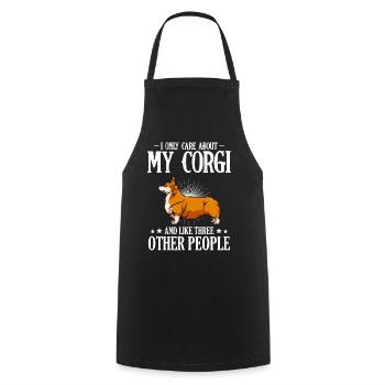 My Corgi Love And Three Others - Cooking Apron - black - Front - AI Model Male 185 dark (185cm)