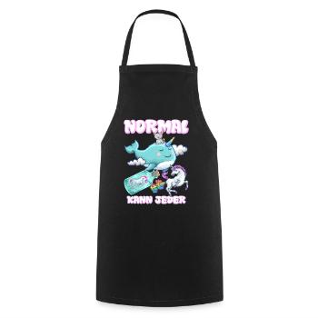 NORMAL, chaque univers licorne peut être drôle - Tablier de cuisine - noir - Devant - AI Model Male 185 dark (185cm)