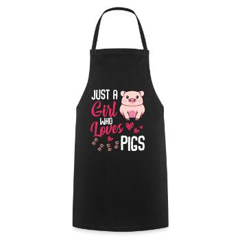 Just a Girl Who Loves Pigs - Cooking Apron - black - Front - AI Model Male 185 dark (185cm)