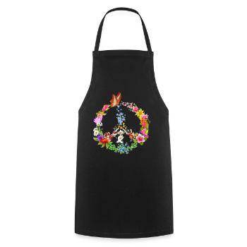 Papillon de signe de paix - Tablier de cuisine - noir - Devant - AI Model Male 185 dark (185cm)