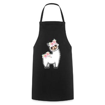 Lama Alpaka Blumen Geschenk Damen Herren Kinder - Kochschürze - Schwarz - Vorne - AI Model Male 185 dark (185cm)