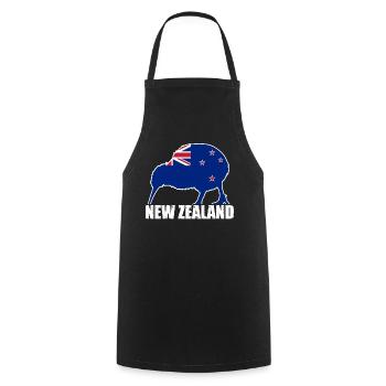 Drapeau de la Nouvelle-Zélande - Kiwi Oiseau - Tablier de cuisine - noir - Devant - AI Model Male 185 dark (185cm)