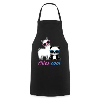 Panda Lama Funny Gift Ladies Men Children - Cooking Apron - black - Front - AI Model Male 185 dark (185cm)