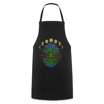 Om fleur de vie en or avec arbre de vie - Tablier de cuisine - noir - Devant - AI Model Male 185 dark (185cm)