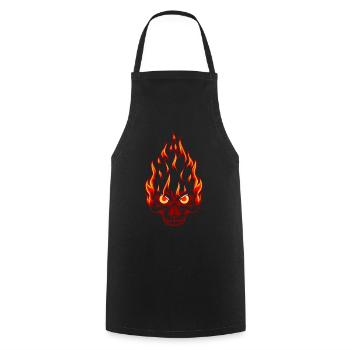 Hardrock Rocker Tattoo Totenkopf Motorrad Flamme - Kochschürze - Schwarz - Vorne - AI Model Male 185 dark (185cm)