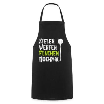 Zielen Werfen Fluchen Nochmal Lustiges Dart - Kochschürze - Schwarz - Vorne - AI Model Male 185 dark (185cm)