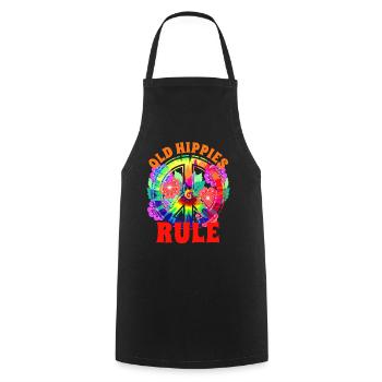 Peace sign hippie flowers - Cooking Apron - black - Front - AI Model Male 185 dark (185cm)