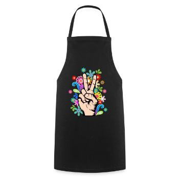 Peace Love Peace Sign Peace - Cooking Apron - black - Front - AI Model Male 185 dark (185cm)