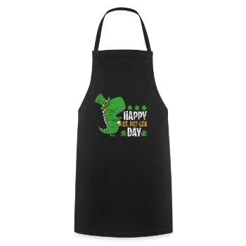 St. Patrick's Day T-Rex - Cooking Apron - black - Front - AI Model Male 185 dark (185cm)