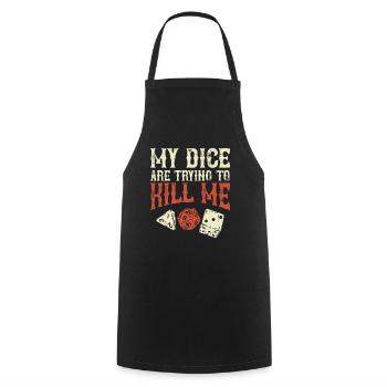 Tabletop nerd geek roleplaying gift - Cooking Apron - black - Front - AI Model Male 185 dark (185cm)