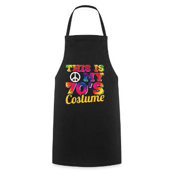 70s 1970s 70 Years Seventies Music Disco Costume - Cooking Apron - black - Front - AI Model Male 185 dark (185cm)