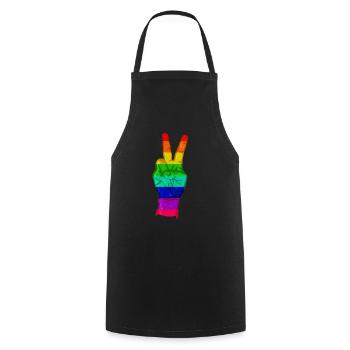 Arc-en-ciel de signe de paix - Tablier de cuisine - noir - Devant - AI Model Male 185 dark (185cm)