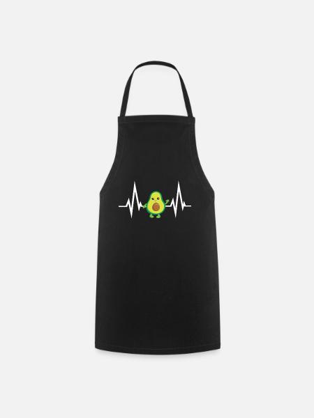 Herzschlag Avocado - Kochschürze - Schwarz