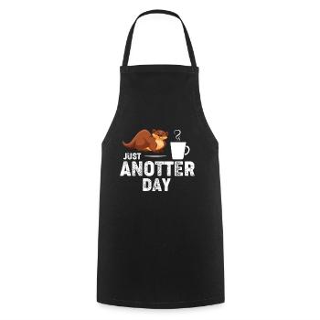 Der Otter mit Kaffee - Kochschürze - Schwarz - Vorne - AI Model Male 185 dark (185cm)