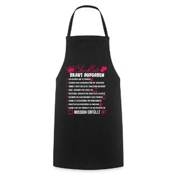 JGA Braut Aufgaben Checklisten T-Shirt Geschenk - Kochschürze - Schwarz - Vorne - AI Model Male 185 dark (185cm)