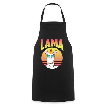 Lama im Sommer - Kochschürze - Schwarz - Vorne - AI Model Male 185 dark (185cm)