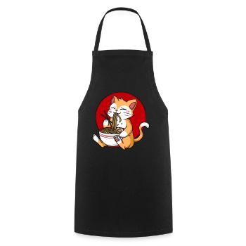 Ramen Katze - Kochschürze - Schwarz - Vorne - AI Model Male 185 dark (185cm)