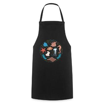 Marine animals Deep-sea fish Mussels - Cooking Apron - black - Front - AI Model Male 185 dark (185cm)