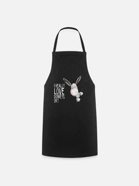 J'adore les ânes je dis je motif animal - Tablier de cuisine - noir