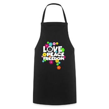 Love Peace Freedom Hippie Schlager Alternative - Cooking Apron - black - Front - AI Model Male 185 dark (185cm)