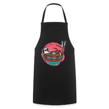 Chats Anime Kawaii Chats Ramen nouilles manga - Tablier de cuisine - noir - Devant - AI Model Male 185 dark (185cm)