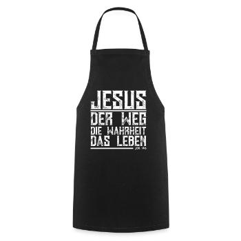 JESUS DER WEG DIE WAHRHEIT DAS LEBEN - Kochschürze - Schwarz - Vorne - AI Model Male 185 dark (185cm)