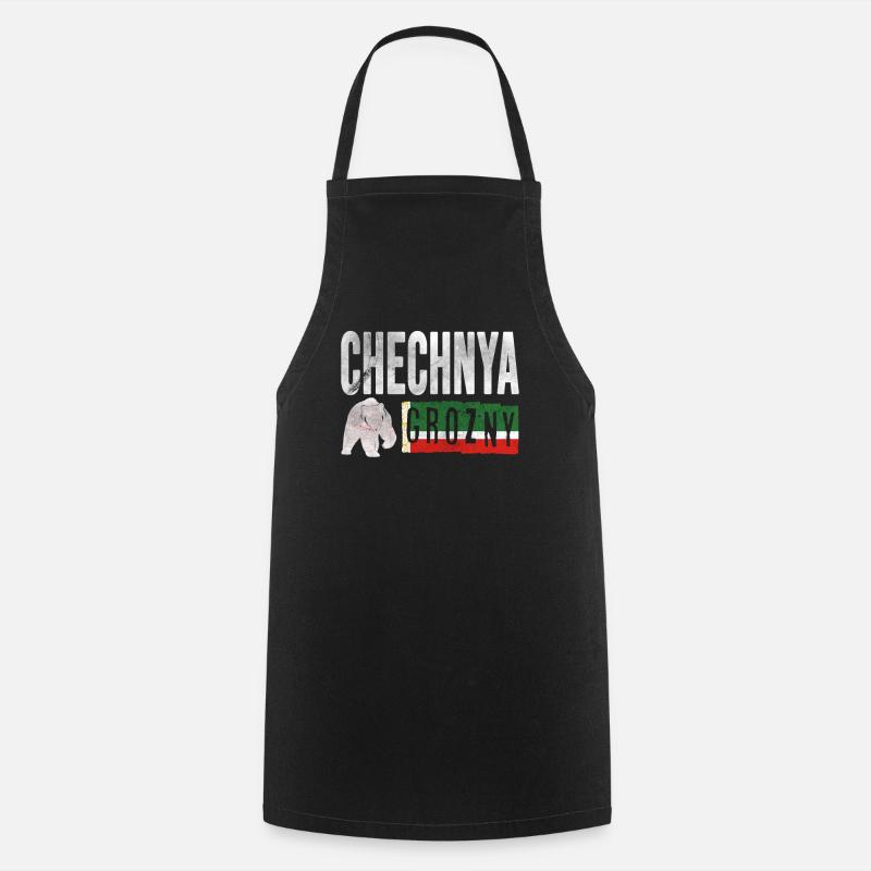 Chechnya Flag, Grozny Chechnya, Chechen - Kochschürze - Schwarz