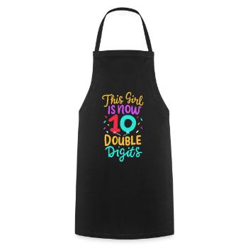 10th birthday child girl - Cooking Apron - black - Front - AI Model Male 185 dark (185cm)