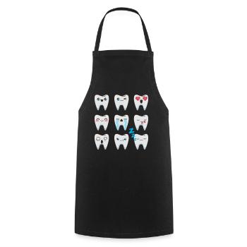 Dentiste, cabinet dentaire, dents - Tablier de cuisine - noir - Devant - AI Model Male 185 dark (185cm)