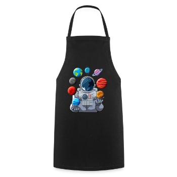 Astronaut Planet Jongleur - Kochschürze - Schwarz - Vorne - AI Model Male 185 dark (185cm)