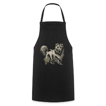 Shetland Chien de berger Cadeau - Tablier de cuisine - noir - Devant - AI Model Male 185 dark (185cm)