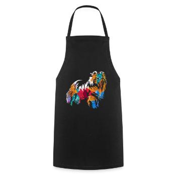 Shetland Chien de berger Cadeau - Tablier de cuisine - noir - Devant - AI Model Male 185 dark (185cm)