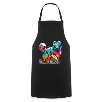 Shetland sheepdog - Cooking Apron - black - Front - AI Model Male 185 dark (185cm)