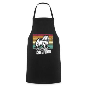Shetland Chien de berger Cadeau - Tablier de cuisine - noir - Devant - AI Model Male 185 dark (185cm)