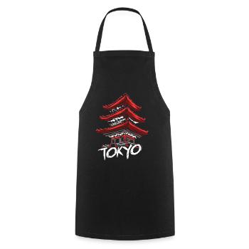 Tokyo Japan - Cooking Apron - black - Front - AI Model Male 185 dark (185cm)