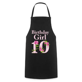 Birthday Gift Girl 10 years - Cooking Apron - black - Front - AI Model Male 185 dark (185cm)