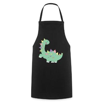 little green dinosaur with colorful dots - Cooking Apron - black - Front - AI Model Male 185 dark (185cm)