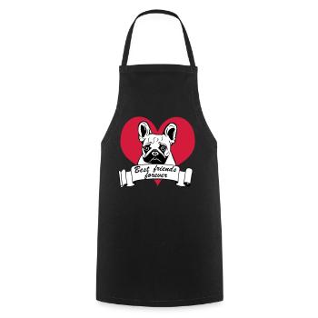 Bouledogue français, bouledogue français ... / + - Tablier de cuisine - noir - Devant - AI Model Male 185 dark (185cm)