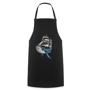 Whale ship shipping sailing ship - Cooking Apron - black - Front - AI Model Male 185 dark (185cm)