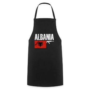 Albania Fighter, Proud Albania Flag, Albania - Kochschürze - Schwarz - Vorne - AI Model Male 185 dark (185cm)