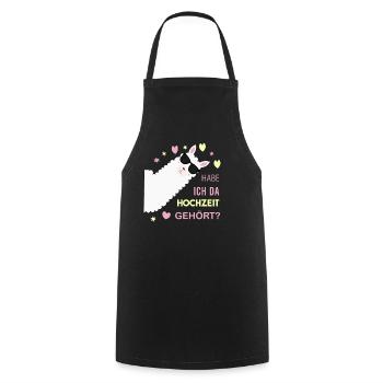 JGA Alpaka Frauen Hochzeit Braut - Kochschürze - Schwarz - Vorne - AI Model Male 185 dark (185cm)