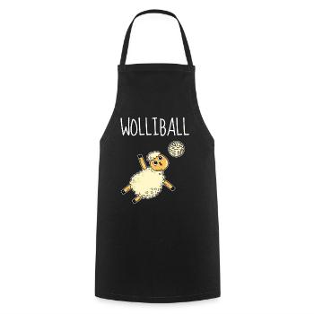 Wolliball Schaf Wortspiel Volleyball - Kochschürze - Schwarz - Vorne - AI Model Male 185 dark (185cm)