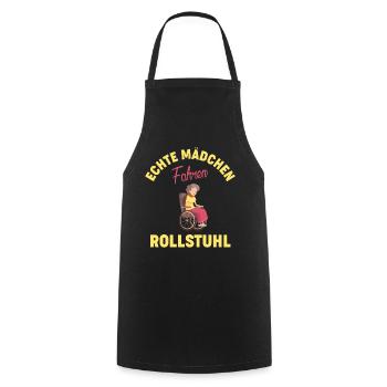 ECHTE MÄDCHEN FAHREN ROLLSTUHL - Kochschürze - Schwarz - Vorne - AI Model Male 185 dark (185cm)