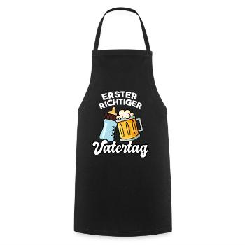 Erster richtiger Vatertag 1. Vatertag Geschenk - Kochschürze - Schwarz - Vorne - AI Model Male 185 dark (185cm)
